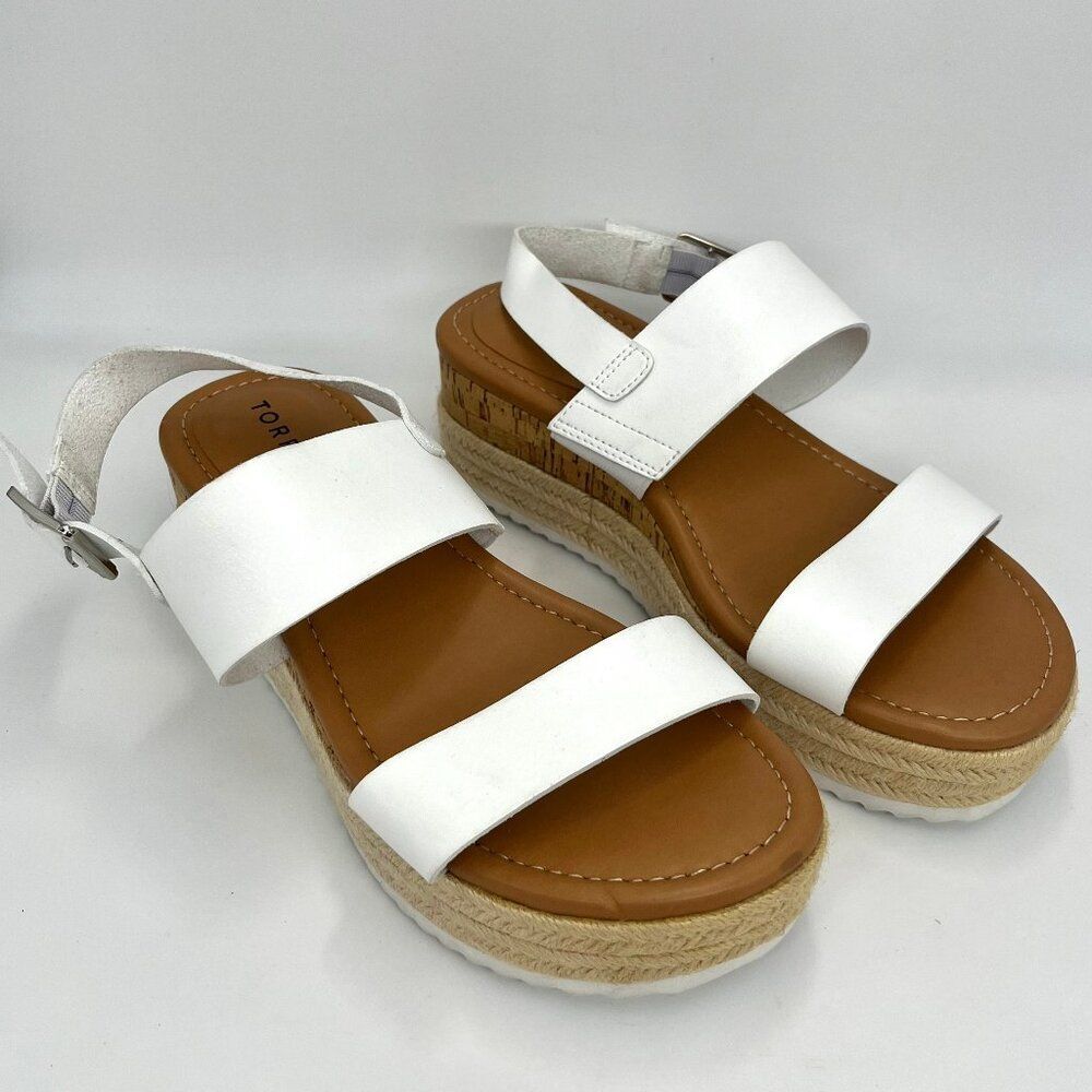 Torrid White & Tan Platform Strappy Sandals - Size 8WW